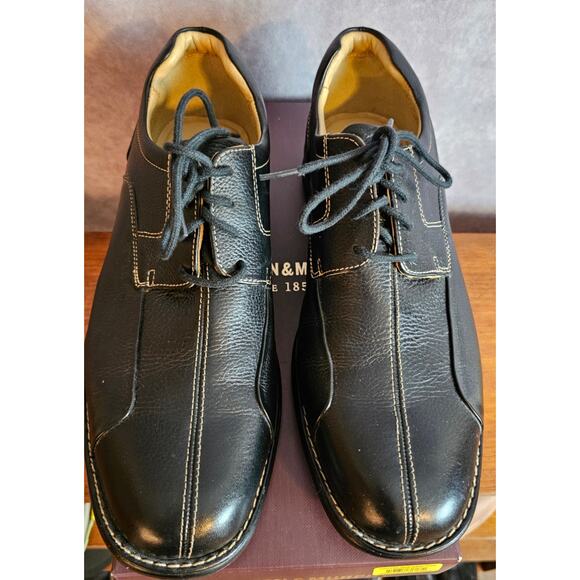 Johnston & Murphy Men's Locklin Woven Venetian LeatherOxfords. Black. Size 9.5 - Picture 4 of 15